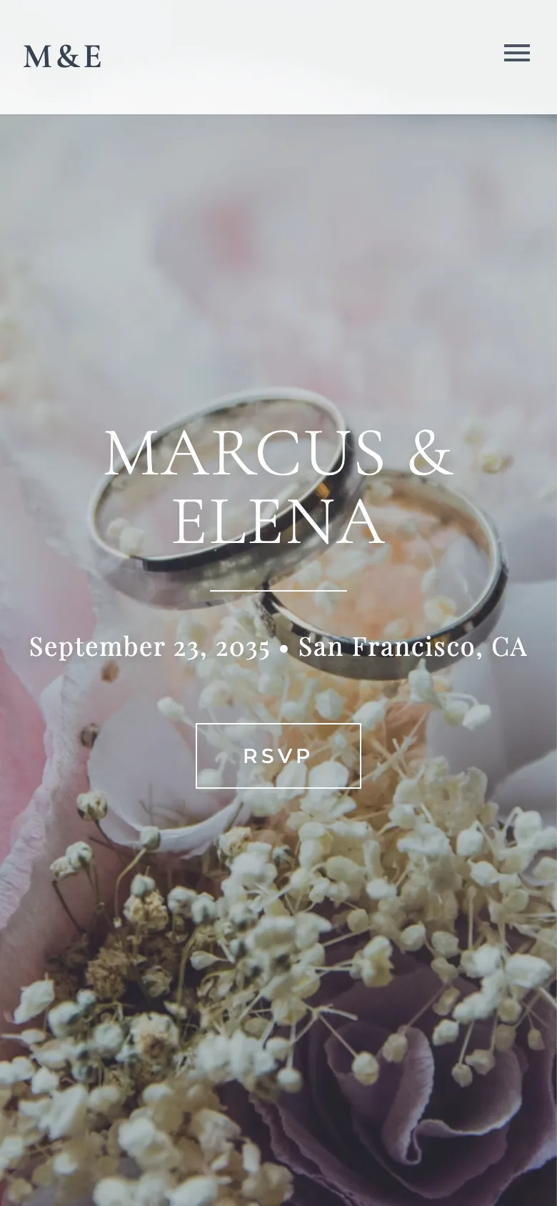 Trang thiệp mời đám cưới Marcus & Elena